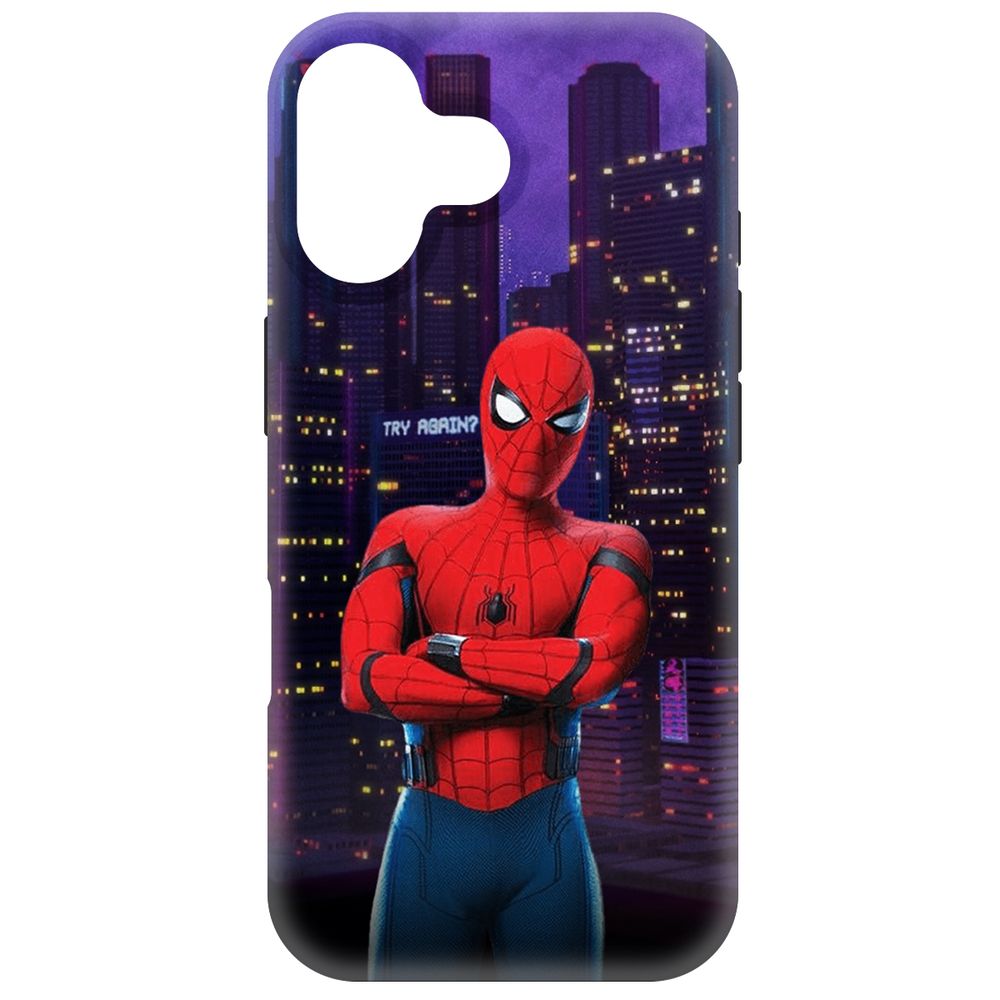 

Чехол-накладка Krutoff Soft Case Человек-Паук. На крыше для iPhone 16 черный