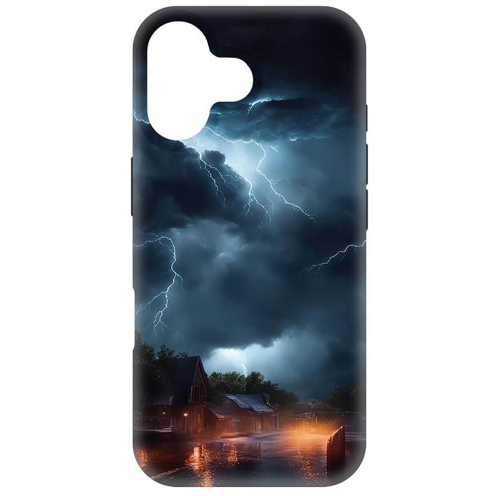 

Чехол-накладка Krutoff Soft Case Ночная гроза для iPhone 16 черный