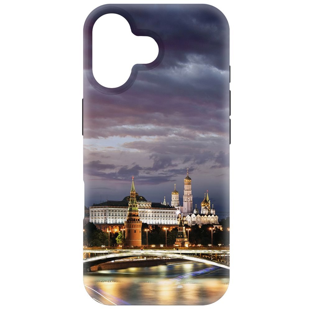 

Чехол-накладка Krutoff Soft Case Россия, Московский Кремль для iPhone 16 черный