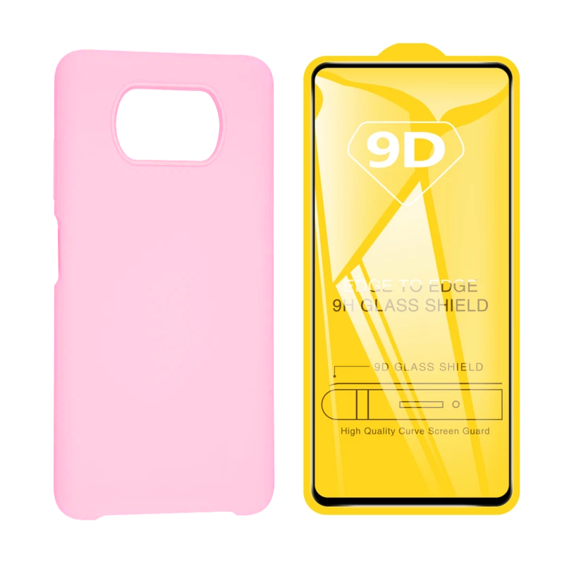 

Чехол силиконовый и стекло Qvatra для Poco X3 Pro розовый, для Poco X3 Pro розовый