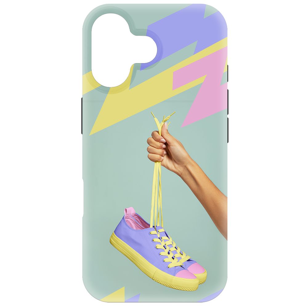 

Чехол-накладка Krutoff Soft Case Кроссовки женские Цветные для iPhone 16 черный
