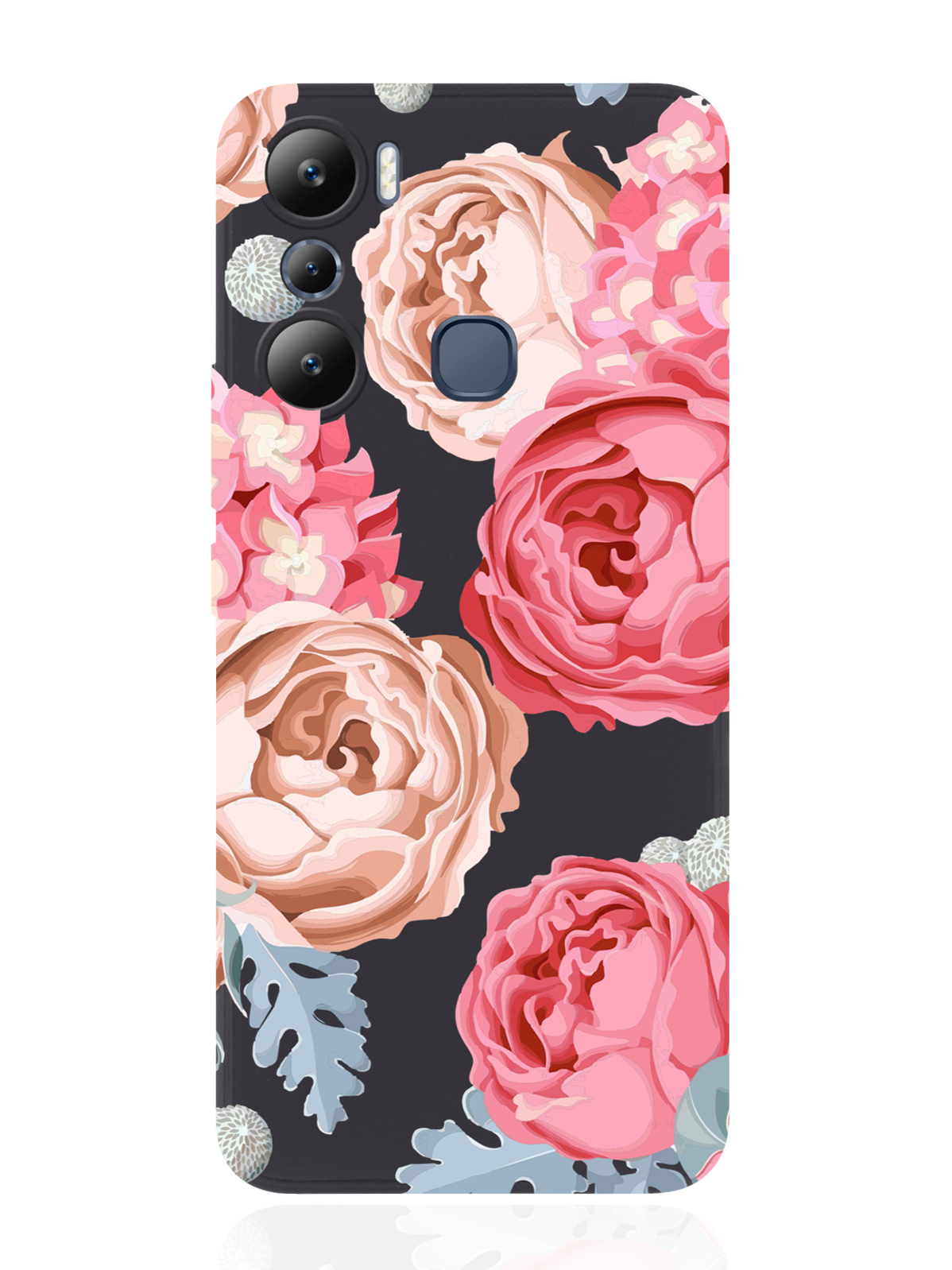 

Чехол MustHaveCase для Infinix Hot 20i Пионы черный, Розовый