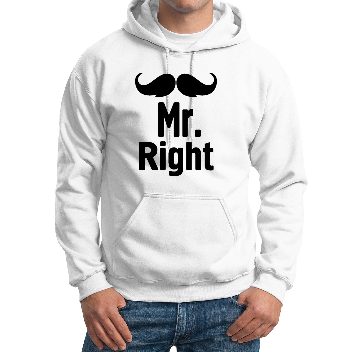 

Худи унисекс CoolPodarok Mr right Мистер совершенство белое 44 RU, Белый, M0113917