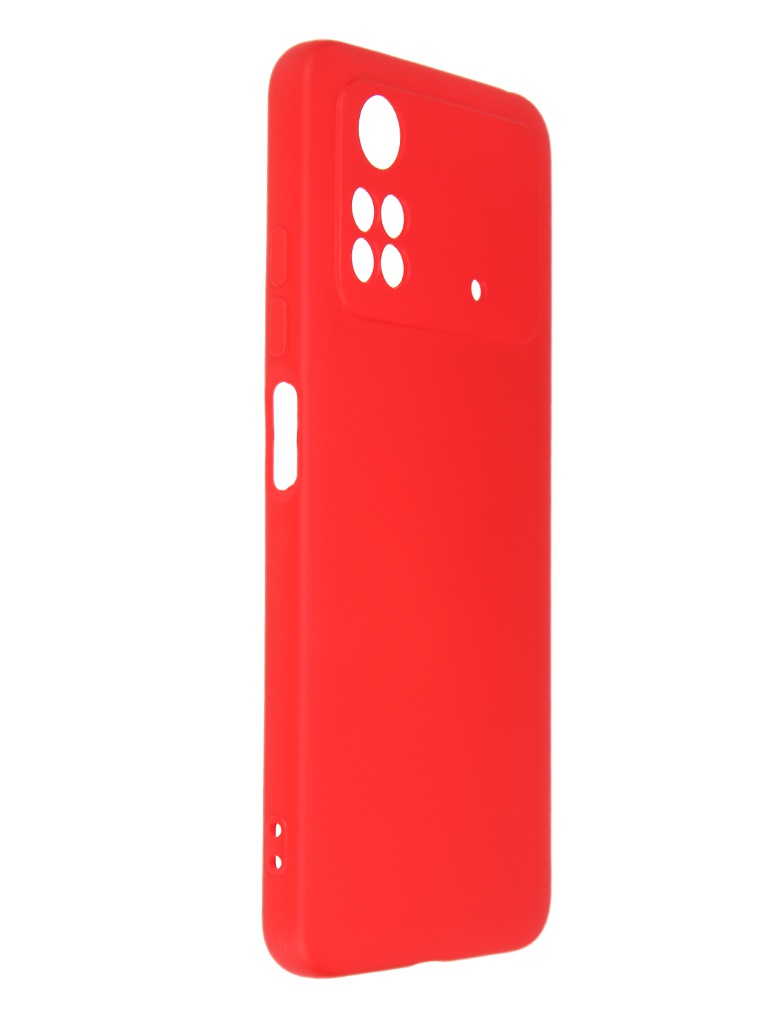 фото Чехол df для poco m4 pro (4g) с микрофиброй silicone red pooriginal-06 df-group