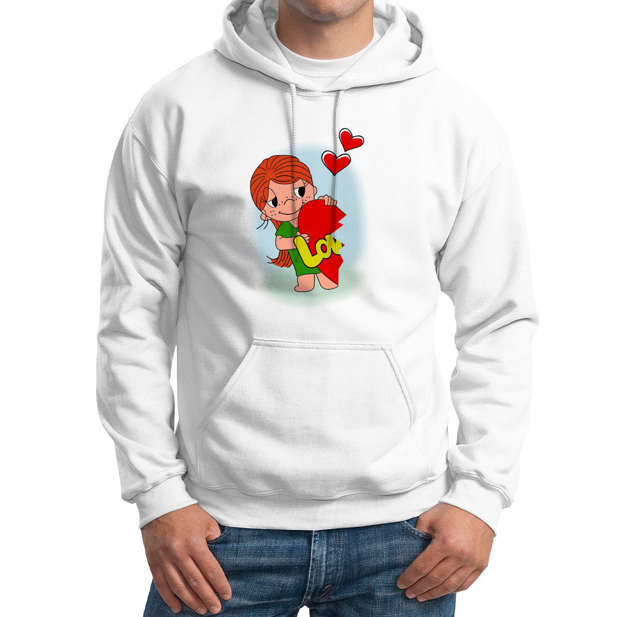 

Худи унисекс CoolPodarok LO LOVE белое 44 RU, Белый, M0113901