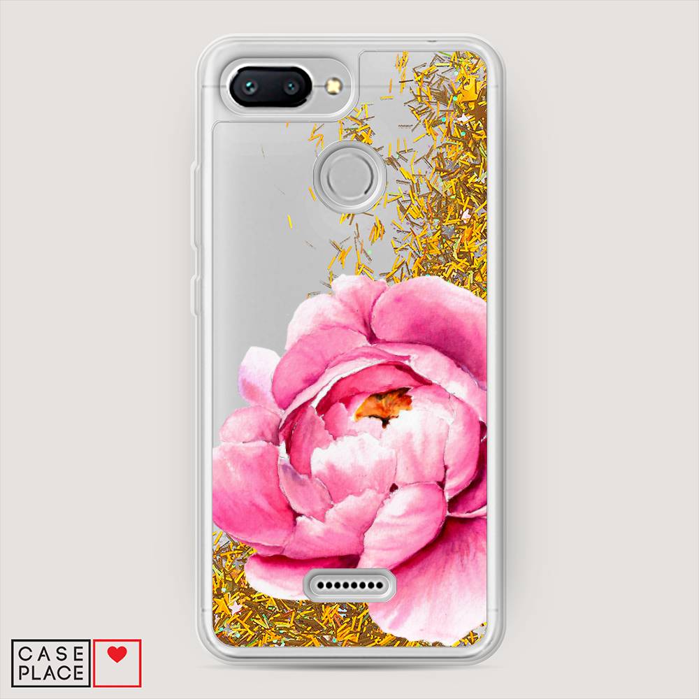

Жидкий чехол с блестками "Прекрасный пион" на Xiaomi Redmi 6, 33890-1
