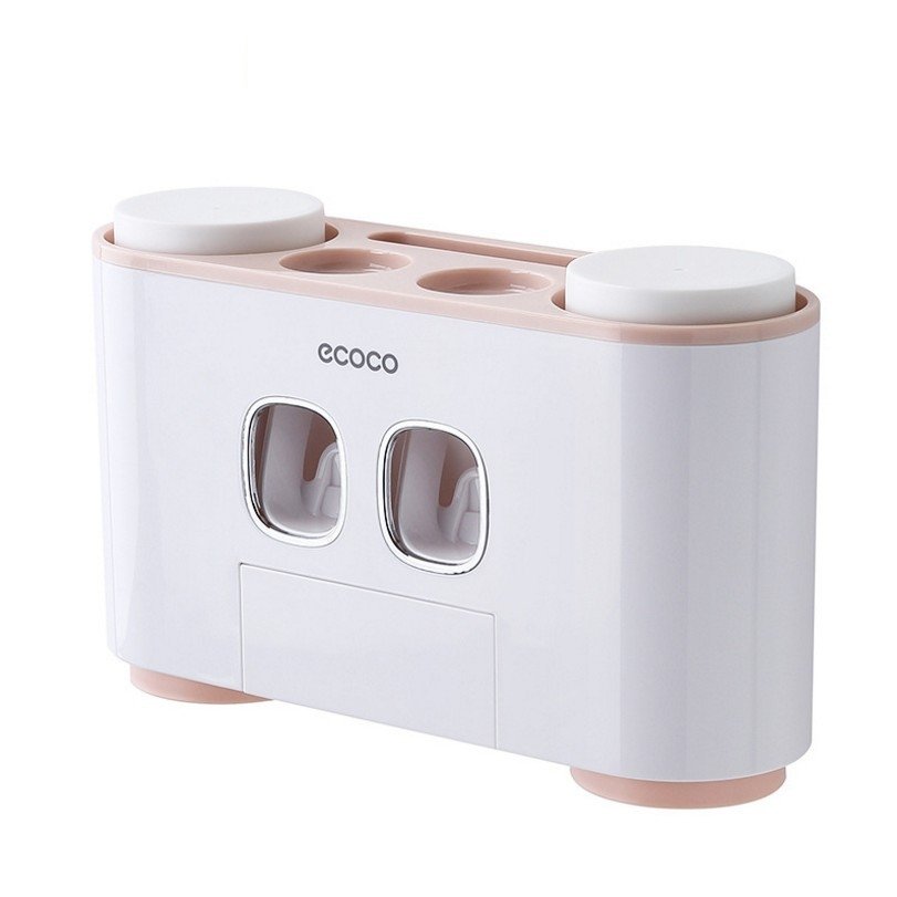 фото Подвесной органайзер-держатель ecoco для зубных щеток и стаканов в ванную розовый
