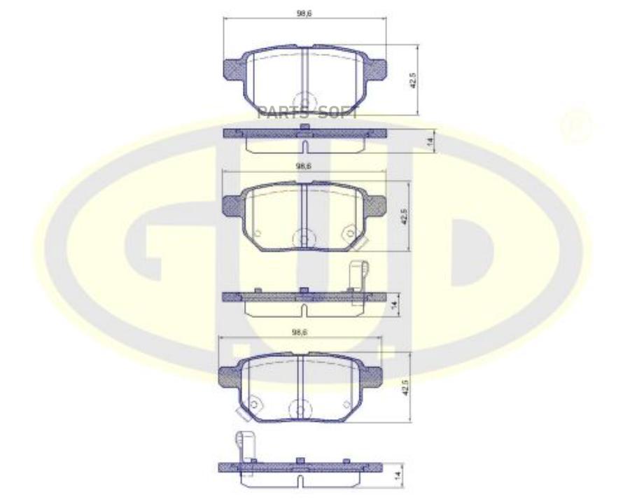 К-Т Колодки Зад Toy Auris/Prius/Iq 1.0-1.8/Hybrid/1.4-2.0d-4d 07 G.U.D арт. GBP128602