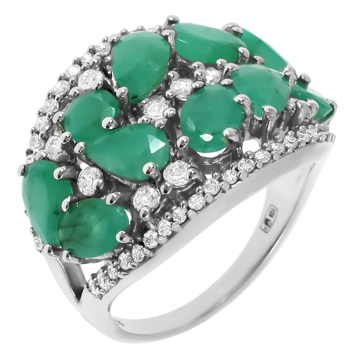 

Кольцо из серебра с изумрудом и фианитом р. 21 Balex Jewellery 1410930957