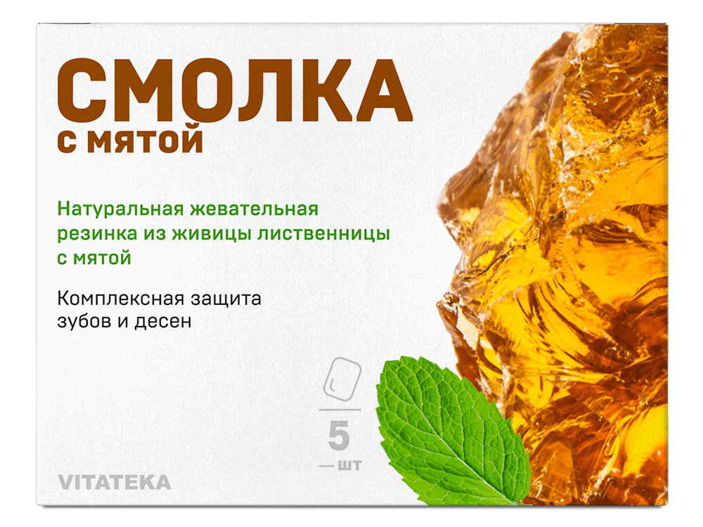 Смолка жевательная Vitateka лиственничная с мятой таблетки, 4 г