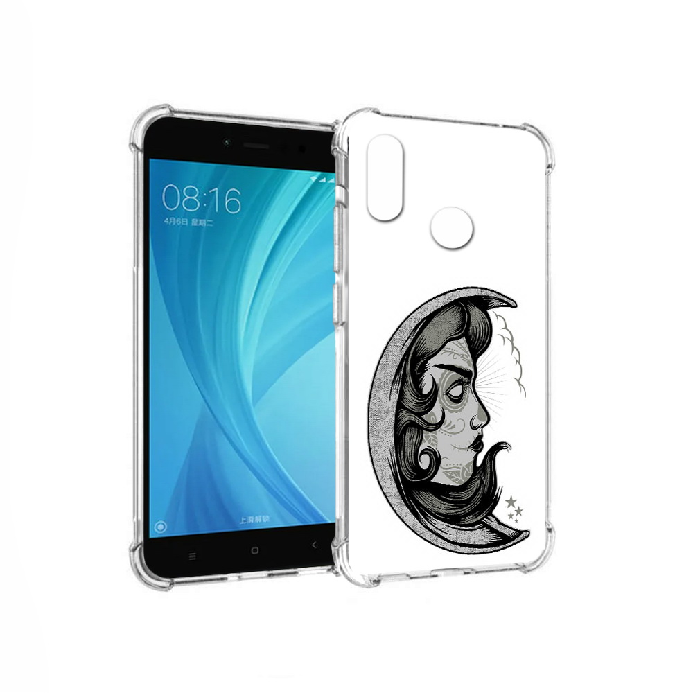 

Чехол MyPads Tocco для Xiaomi Redmi Note 5 черно белая луна с лицом (PT113434.311.680), Прозрачный, Tocco