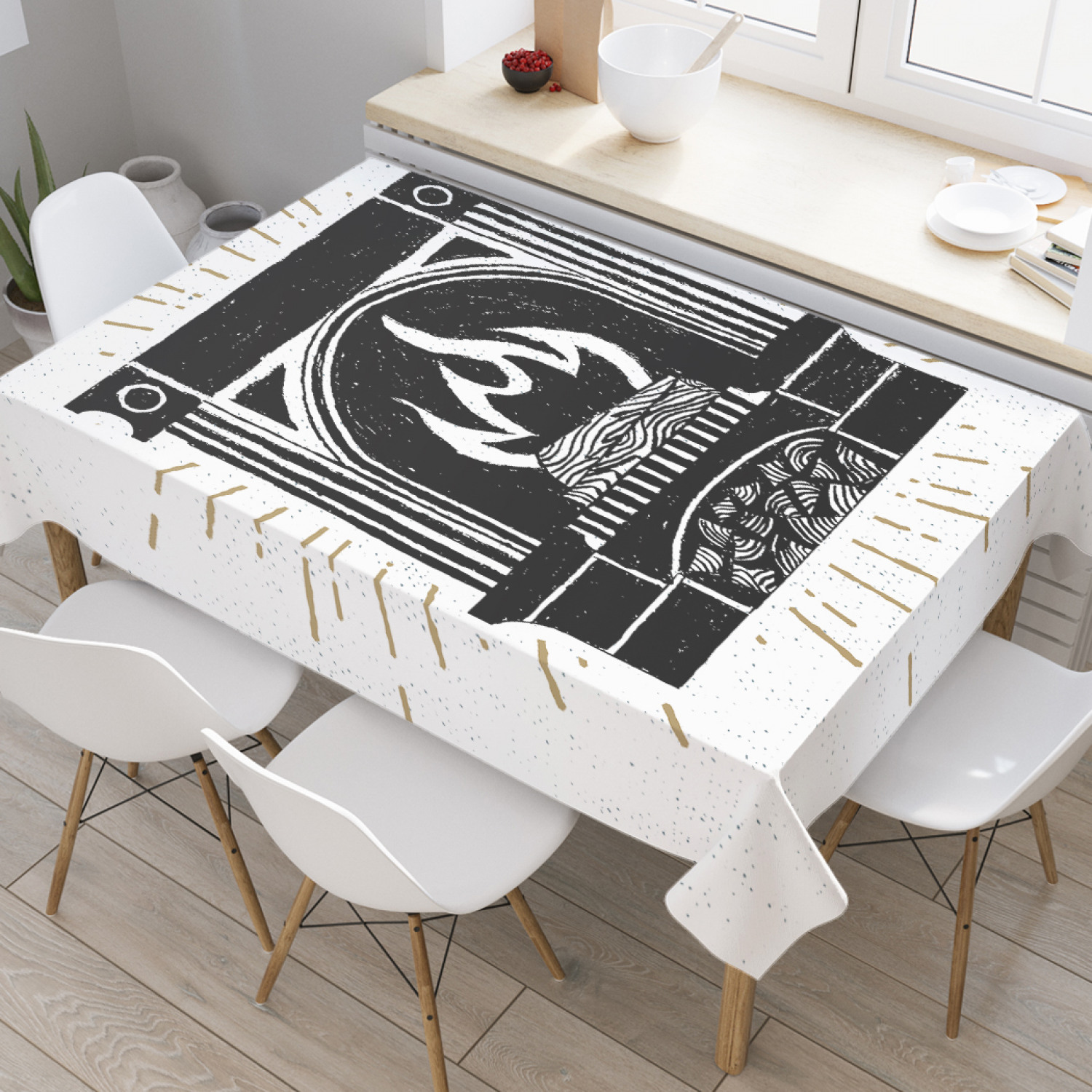 

Скатерть прямоугольная JoyArty "Архитектура камина" из оксфорда, 120x145см, Белый, Архитектура камина