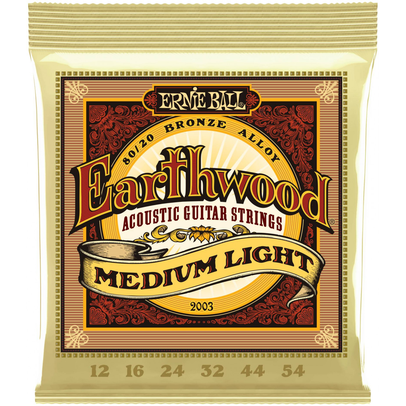 Струны для акустической гитары ERNIE BALL 2003 Earthwood 80/20 Bronze Medium Light 12-54