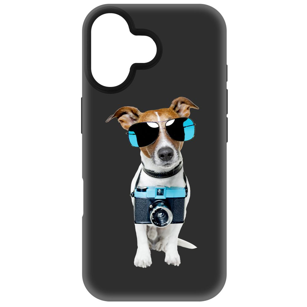 

Чехол-накладка Krutoff Soft Case Пес-турист для iPhone 16 черный