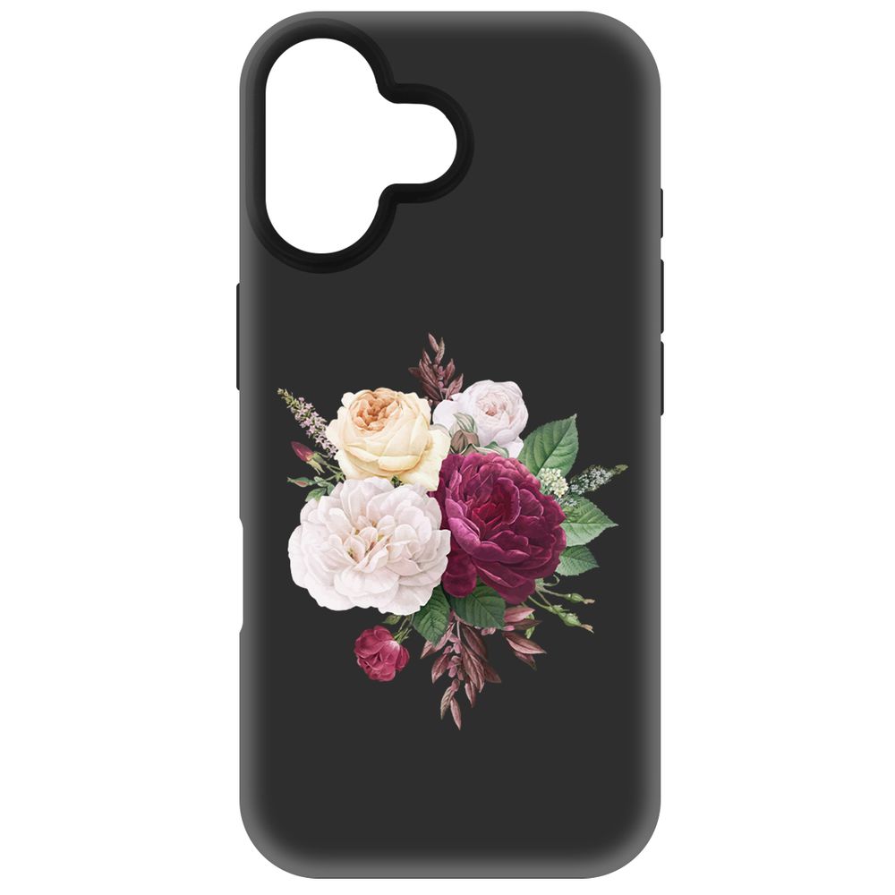 

Чехол-накладка Krutoff Soft Case Цветочная композиция для iPhone 16 черный