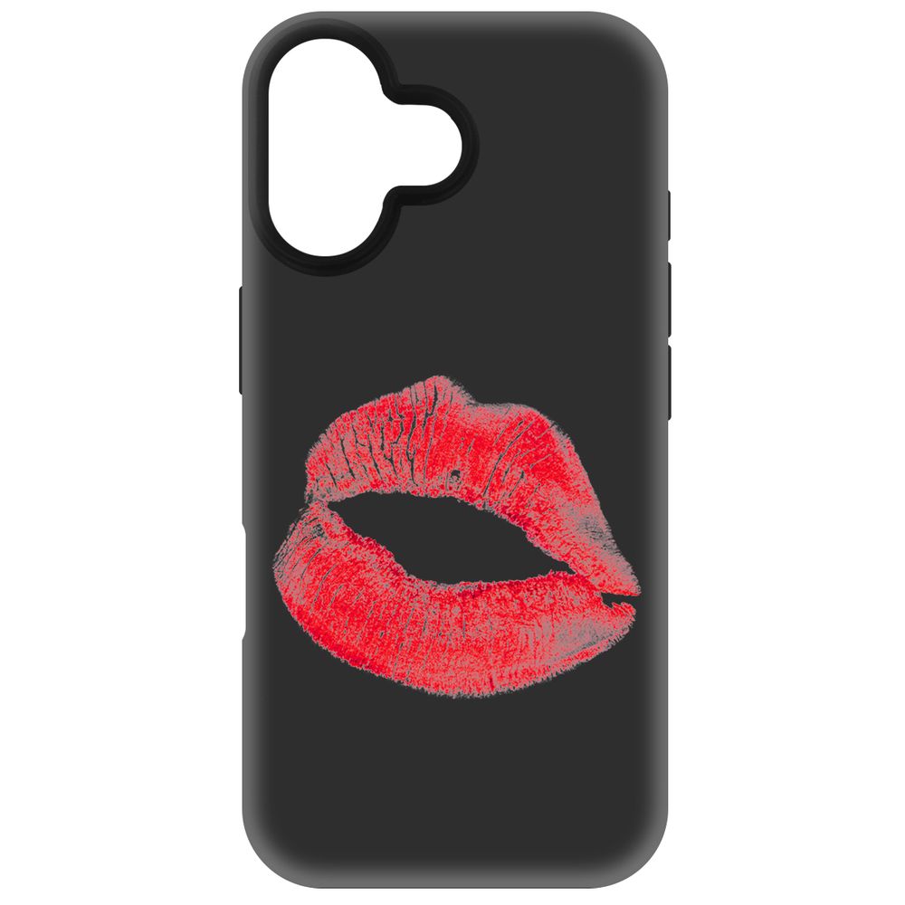 

Чехол-накладка Krutoff Soft Case След помады для iPhone 16 черный