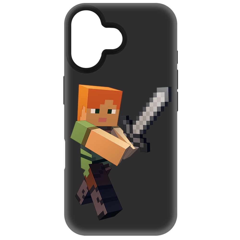 

Чехол-накладка Krutoff Soft Case Minecraft-Алекс для iPhone 16 черный