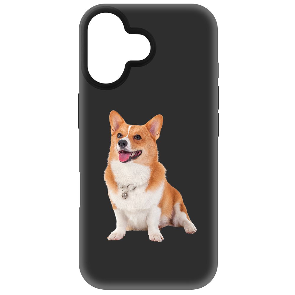 

Чехол-накладка Krutoff Soft Case Корги для iPhone 16 черный