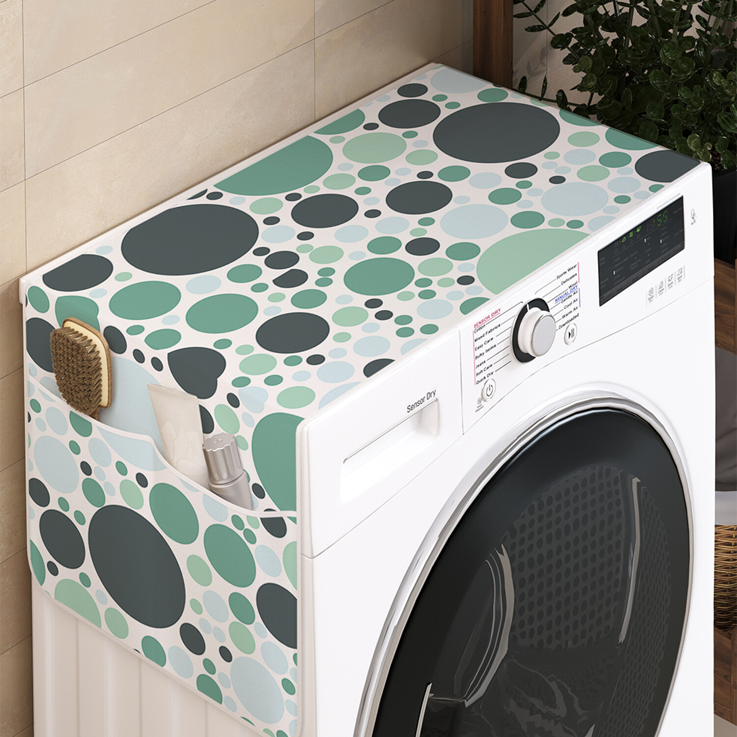 

Чехол накидка для стиральной машины Ambesonne с рисунком 35 на 120, Цветные пузырьки