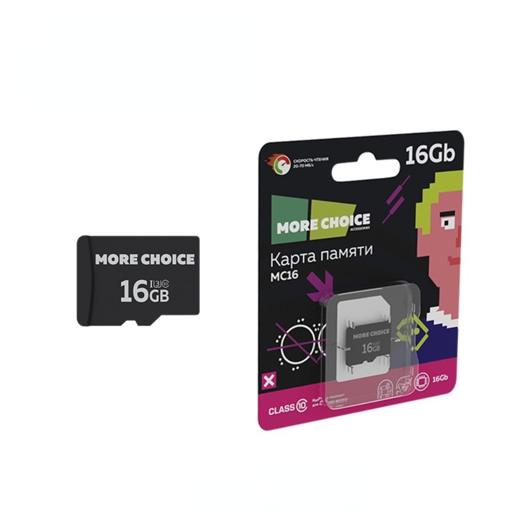 Карта памяти More Choice Micro SD 16Гб MC16 MC16 Black White