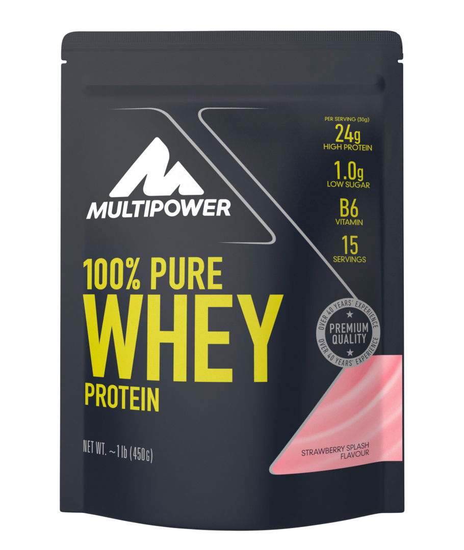 фото Протеин multipower, 100% pure whey protein, 450г (клубника)