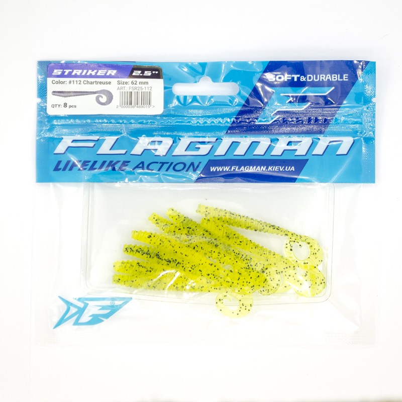 Силиконовая приманка FLAGMAN Твистер Striker 2,5'' #112 Chartreuse 6,2см 8шт