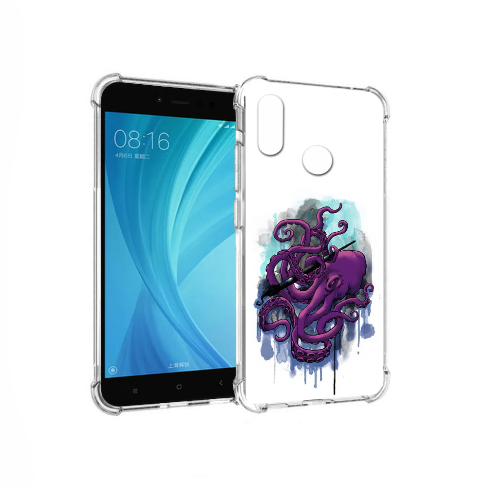 

Чехол MyPads Tocco для Xiaomi Redmi Note 5 фиолетовый осьминог (PT113434.311.658), Прозрачный, Tocco