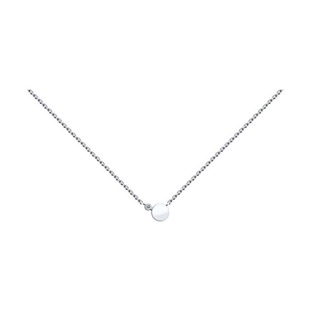 

Колье из серебра 45 см SOKOLOV 94070156, фианит, 94070156
