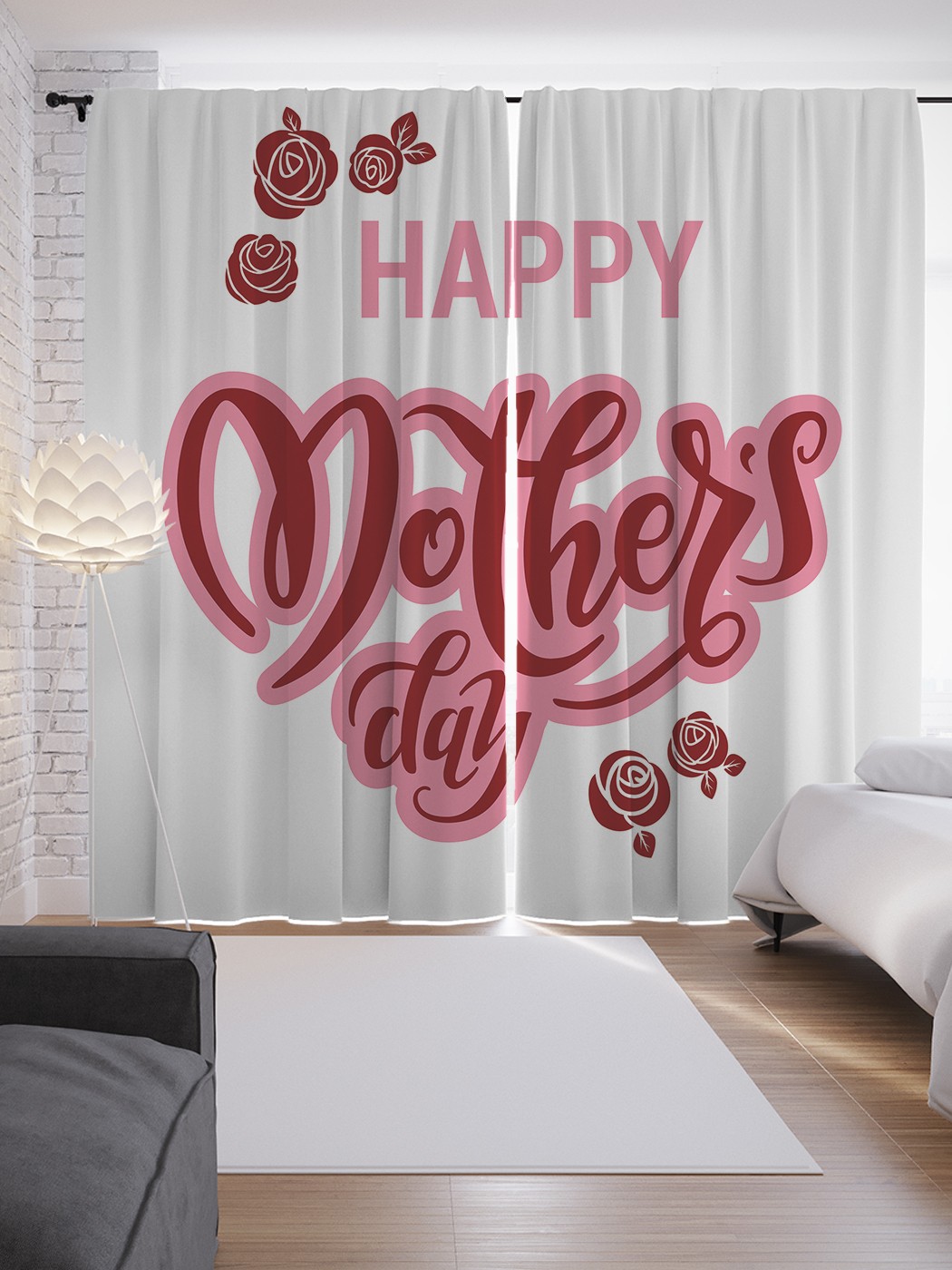 

Шторы JoyArty с фотопечатью "С днем матери" из сатена, 290х265 см, С днем матери