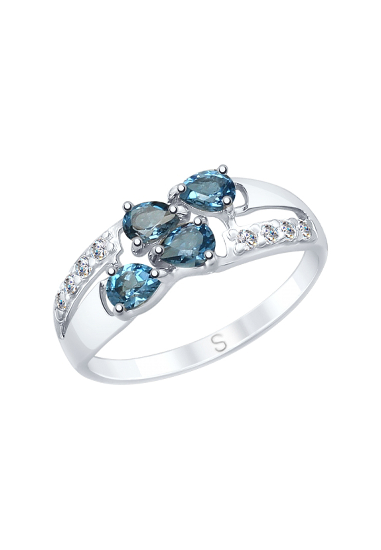 

Кольцо из серебра с топазом/фианитом р.  SOKOLOV 92011646, 92011646_k