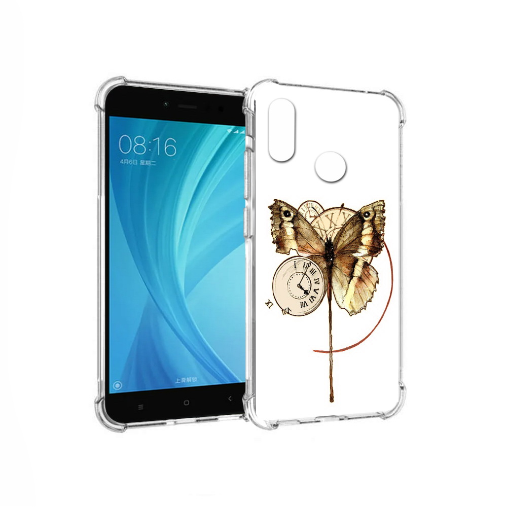 

Чехол MyPads Tocco для Xiaomi Redmi Note 5 старинные часы с бабочкой (PT113434.311.622), Прозрачный, Tocco