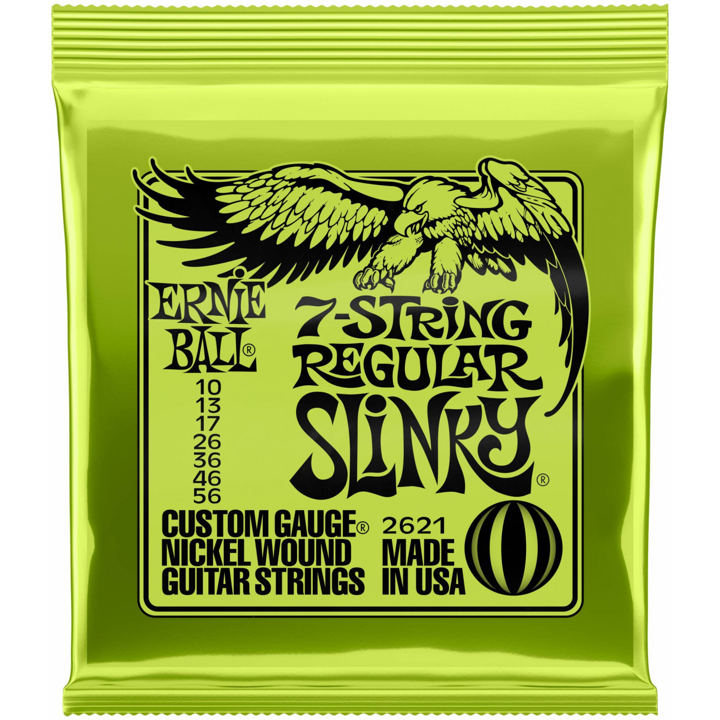 

Струны для 7 струнной электрогитары ERNIE BALL 2621 Nickel Wound Slinky Regular 10-56