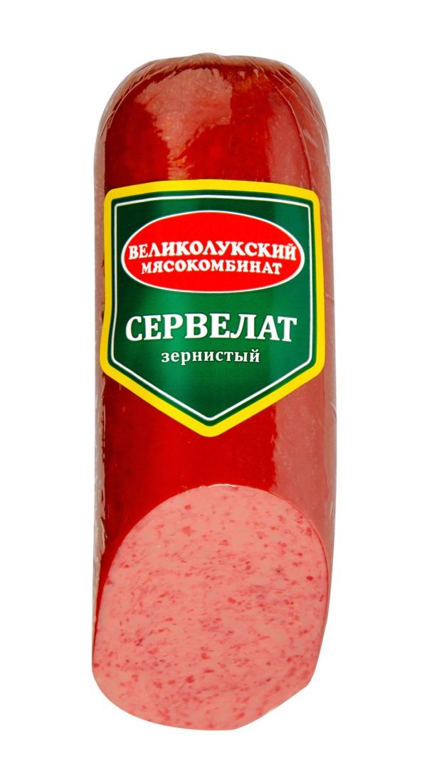 Колбаса полукопченая Великолукский мясокомбинат Сервелат Столичный +-1 кг