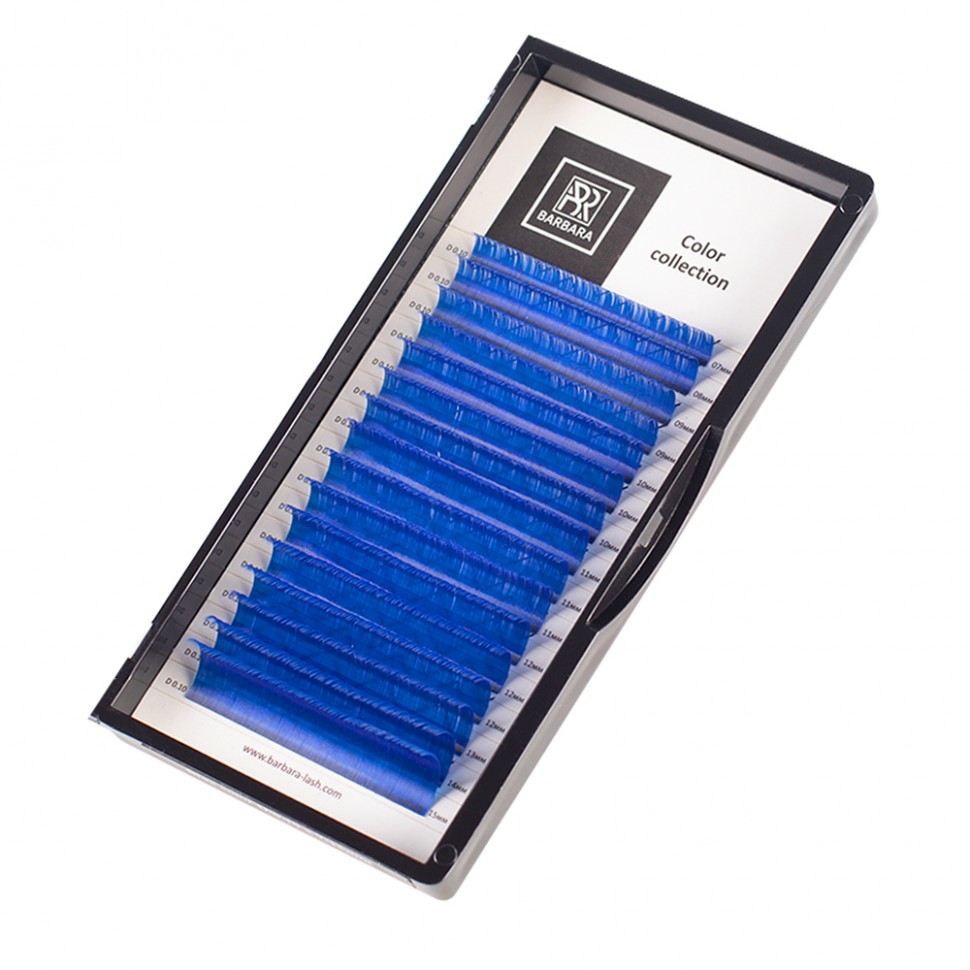 Цветные ресницы BARBARA синие Микс C 0.1 7-15 чёрные ресницы barbara elegant микс l 0 05 7 15