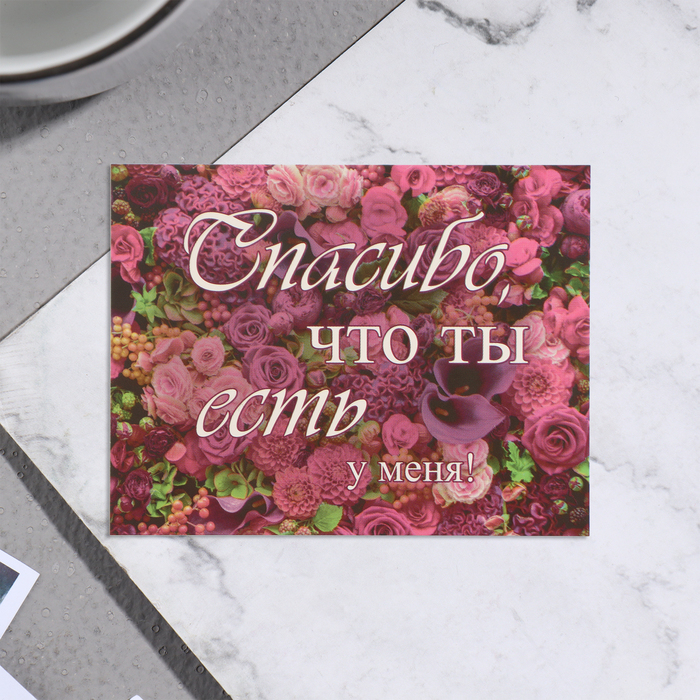 

Мини-открытка "Спасибо, что ты есть у меня!" розы, 7х9 см (20 шт.), Разноцветный
