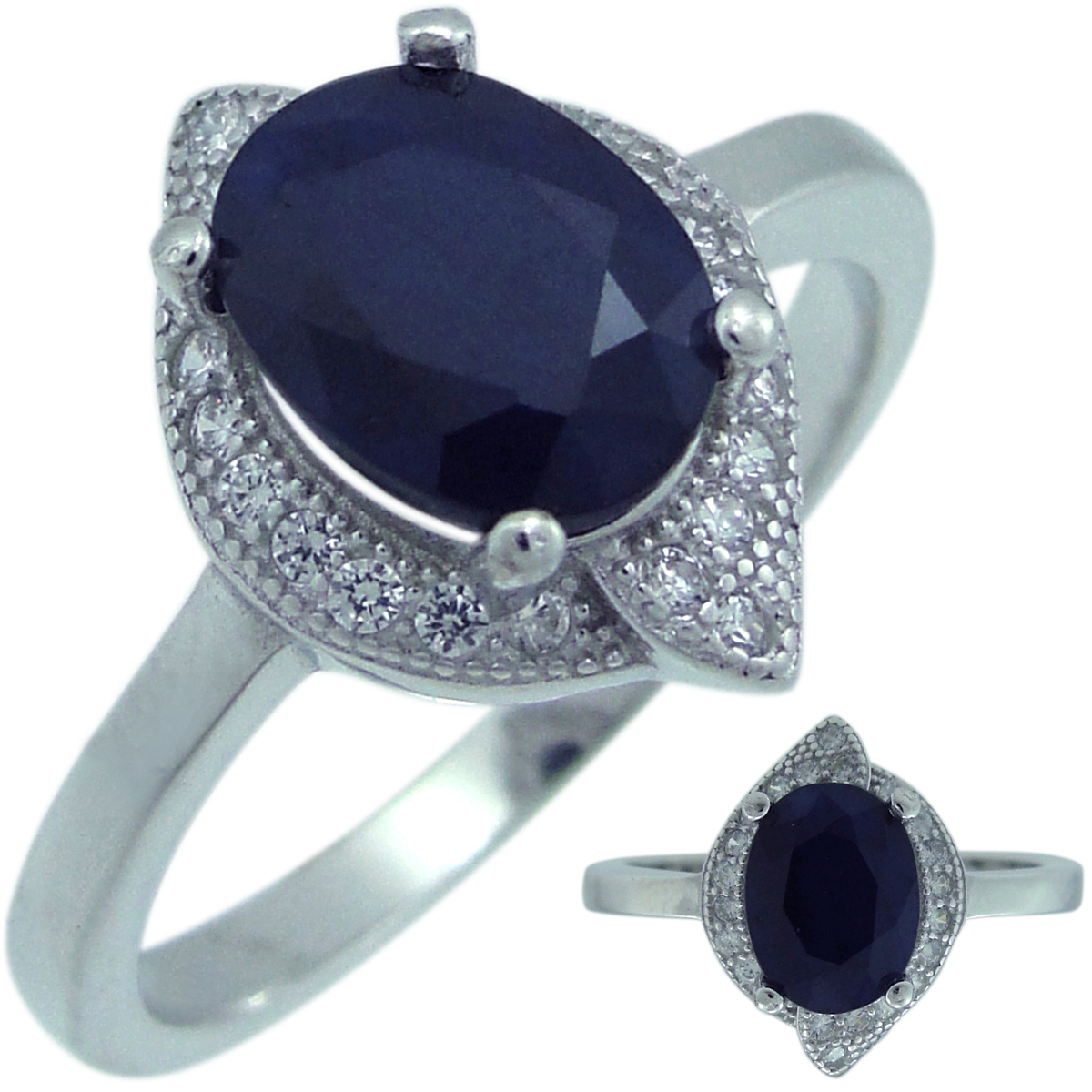 

Кольцо из серебра с сапфиром и фианитом р. 20 Balex Jewellery 1405937590, 1405937590