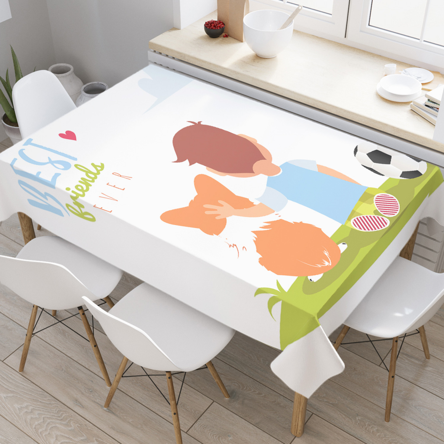 

Скатерть прямоугольная JoyArty "Лучший друг всегда" из оксфорда, 120x145см, Белый, Лучший друг всегда