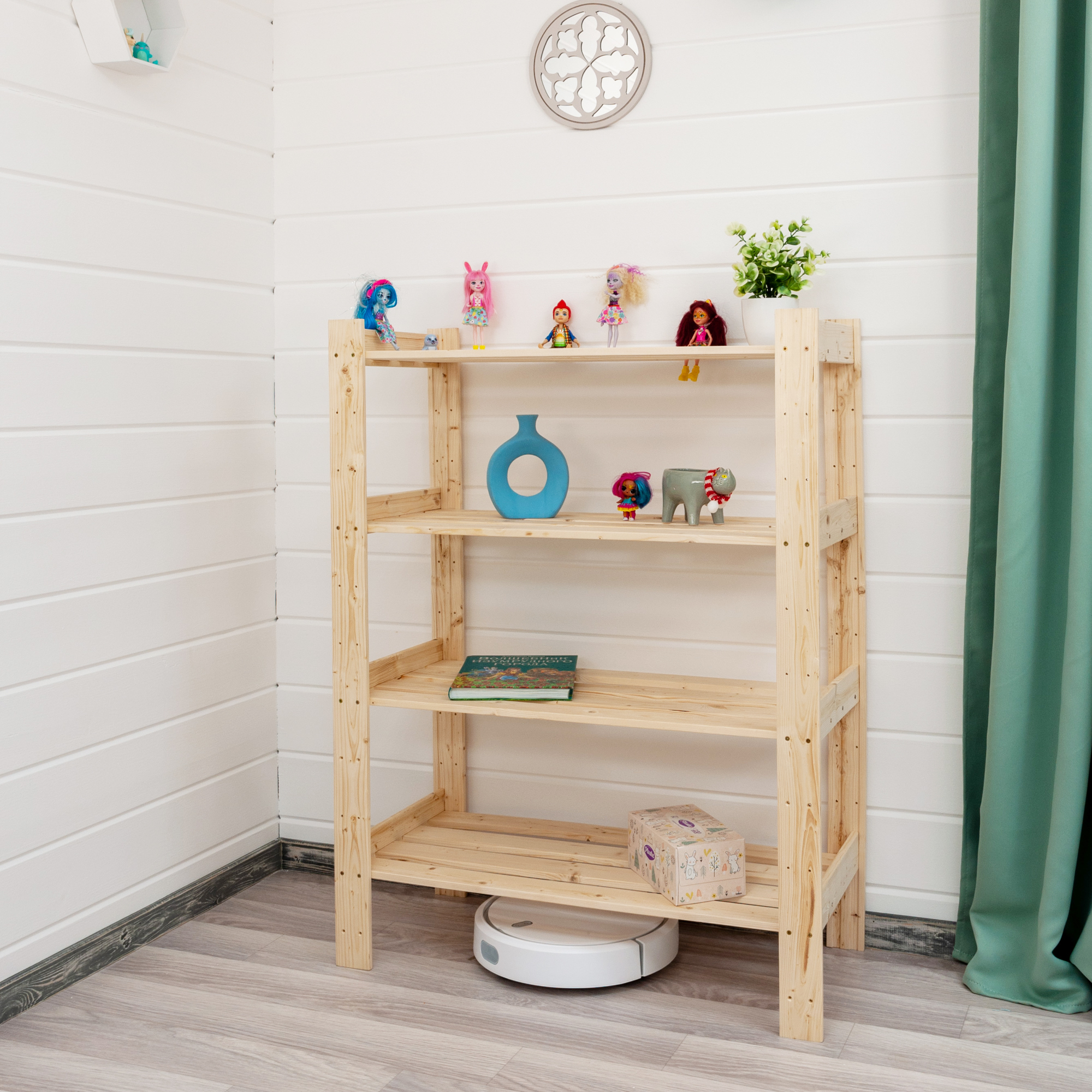 Стеллаж деревянный напольный в комнату для книг и игрушек Рондо от ООО