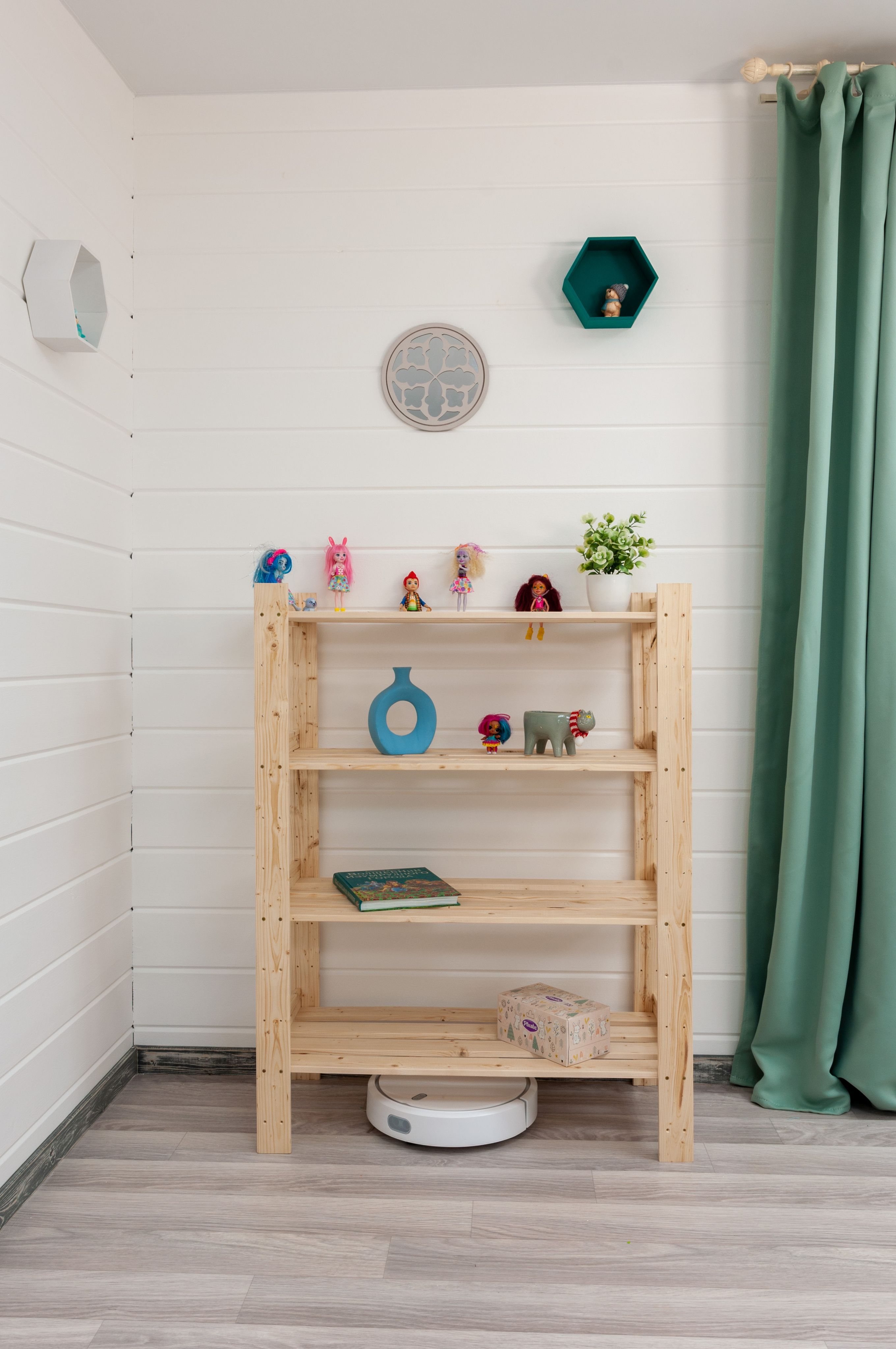 Стеллаж деревянный напольный в комнату для книг и игрушек Рондо от ООО