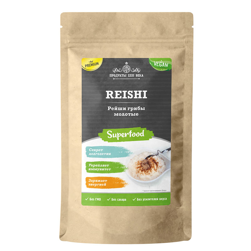 

Грибы Продукты XXII века Reishi Premium молотые 100 г, Reishi Premium