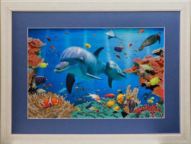 

Вышивка бисером Дельфины С-008, 37x25 см от