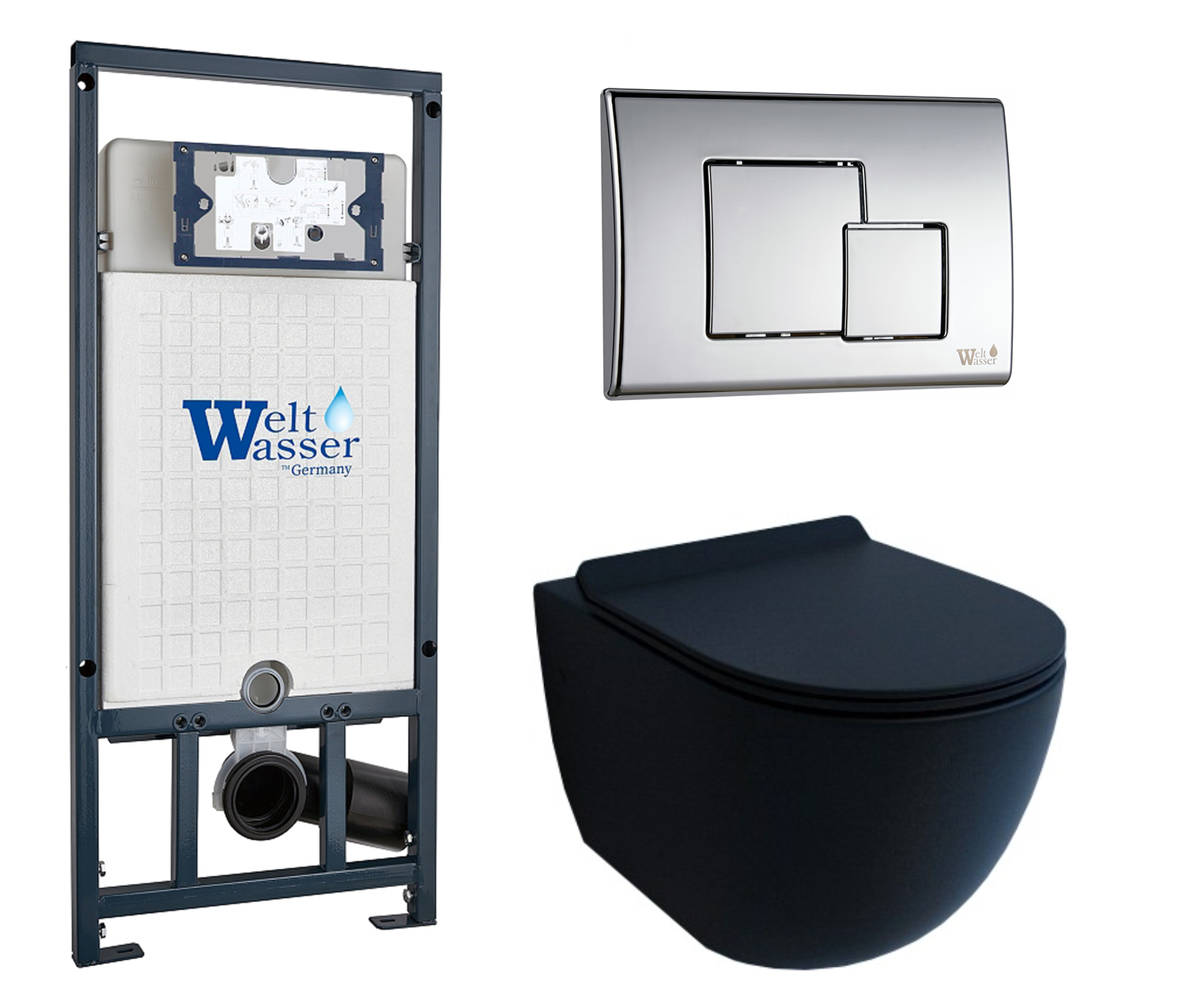

Комплект: инсталляция WeltWasser Marberg 507 + унитаз Garcia черный с кнопкой хром
