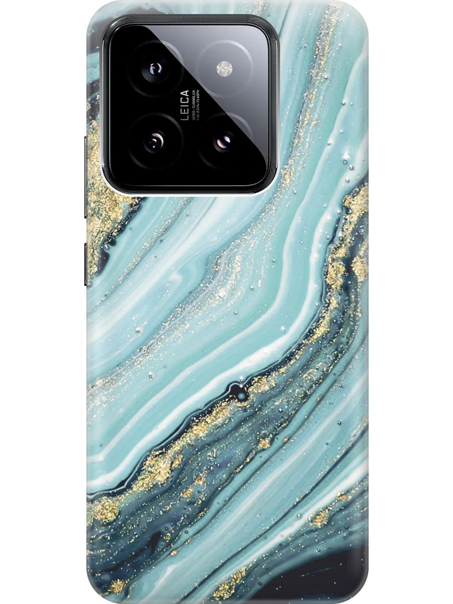 

Силиконовый чехол на Xiaomi 14 с рисунком "Зеленый мрамор", Белый;зеленый, 20012082