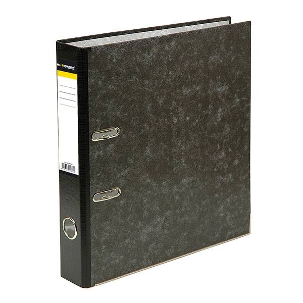 Папка-регистратор, А4, черный мрамор, 55 мм, с карманом на корешке, inФОРМАТ, цвет черный