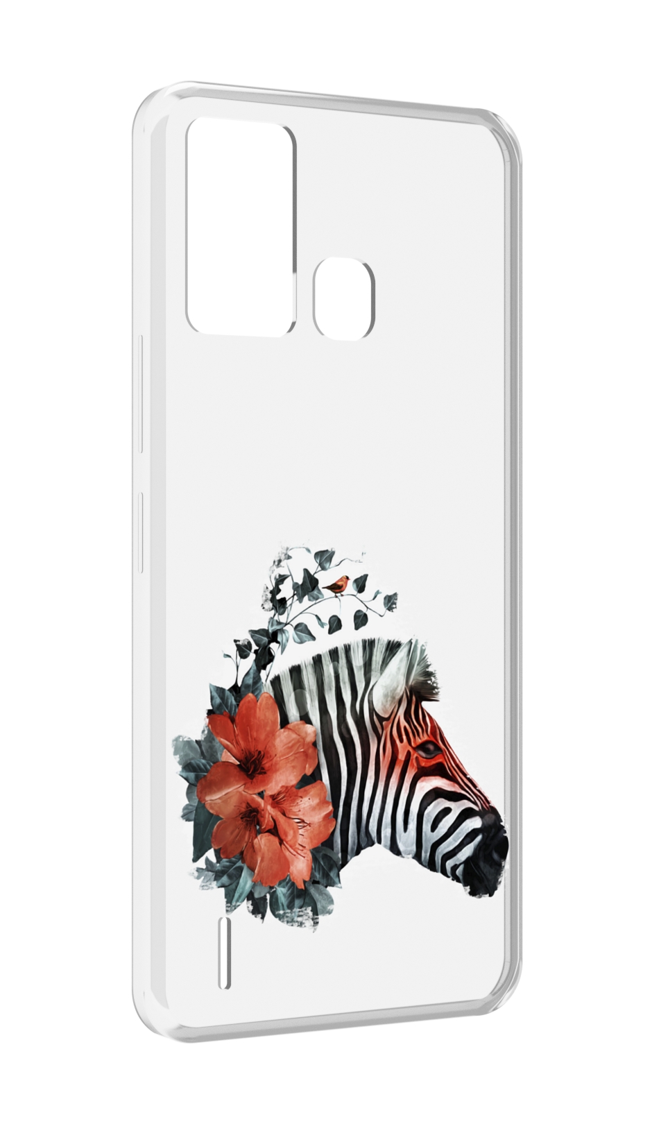 

Чехол MyPads Зебра с цветами для ITEL S16 / ITEL Vision 1 Pro, Прозрачный, Tocco