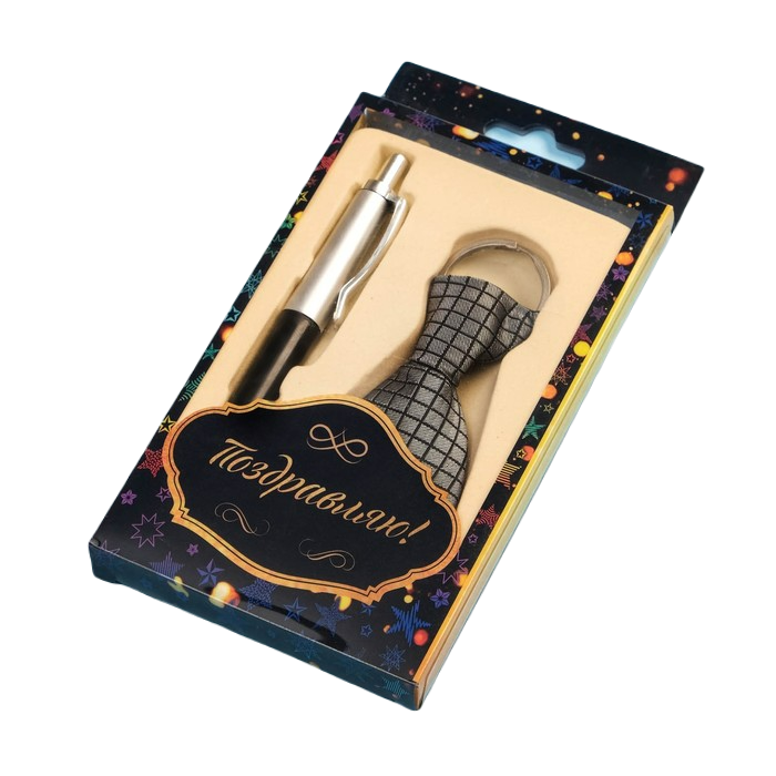 

Набор подарочный 2в1 (ручка, брелок-галстук) микс