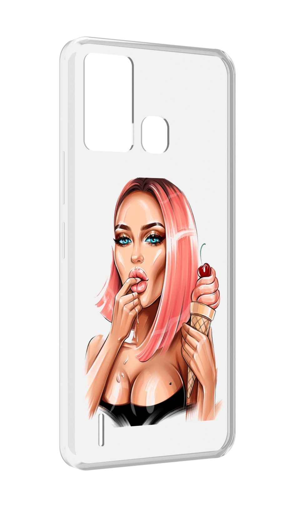 

Чехол MyPads Девушка-и-мороженое женский для ITEL S16 / ITEL Vision 1 Pro, Прозрачный, Tocco