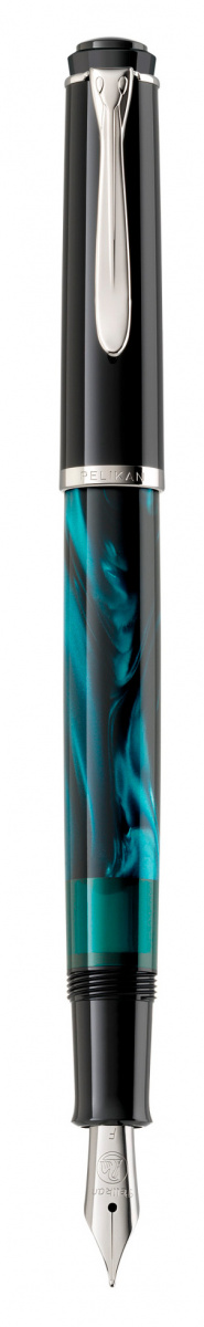 

Ручка перьев. Pelikan Elegance Classic M205 Petrol-Marbled (PL818582) F сталь нержавеющая