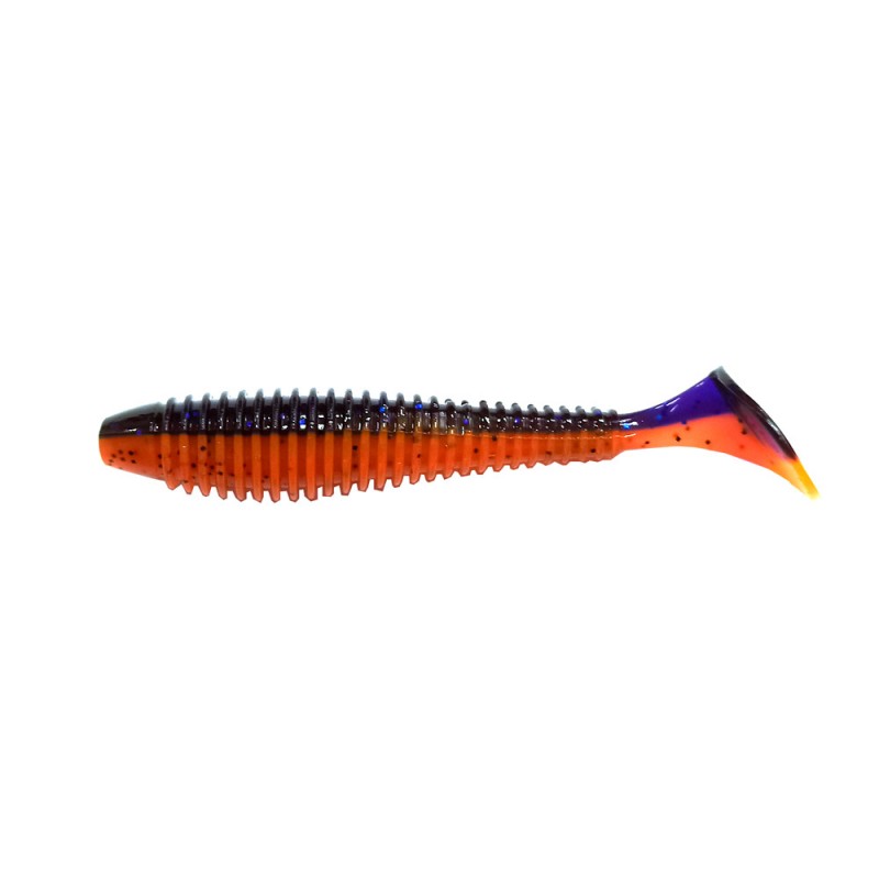 

Силиконовая приманка FLAGMAN Виброхвост Mystic Fish Fat 3,8" #0502 Violet Orange, FMFF38