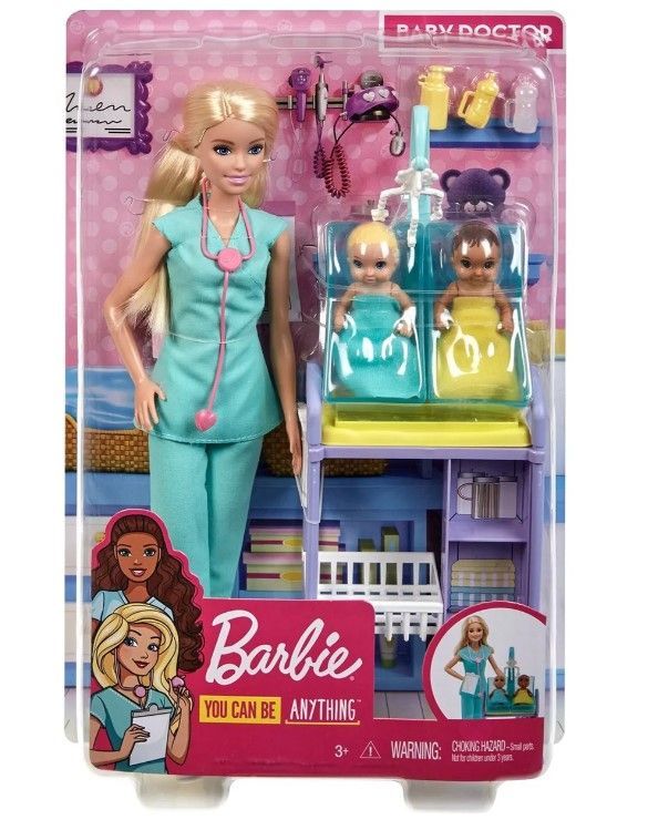 Набор игровой Barbie Профессии Детский доктор блондинка с младенцами DHB63GKH2